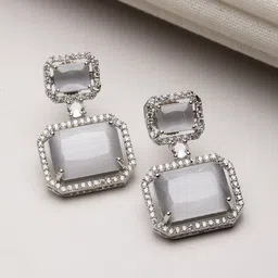 Kennice Rhodium-Plated Square Drop Earrings-0