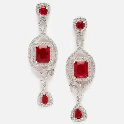 DressBerry Rhodium-Plated Square Drop Earrings-15