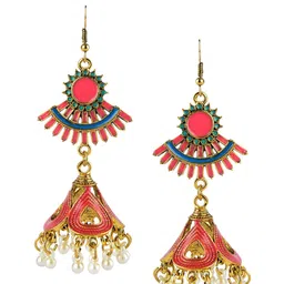 DESI COLOUR Red Triangular Drop Earrings-image-41
