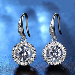 Yellow Chimes White Crystal Silver-Toned Circular Drop Earrings-53