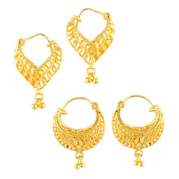 MEENAZ Set Of 2 Gold-Plated Circular Hoop Earrings-image-80