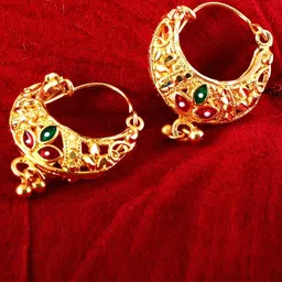 MEENAZ Set of 4 Gold-Plated Classic Earrings-9