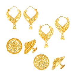 MEENAZ Set of 4 Gold-Plated Classic Earrings-17