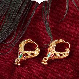 MEENAZ Set Of 4 Gold-Plated Circular Hoop Earrings-image-15