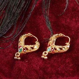 MEENAZ Set of 2 Gold-Plated Classic Hoops Earrings-image-46