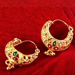 MEENAZ Set Of 2 Gold-Plated Circular Hoop Earrings-13