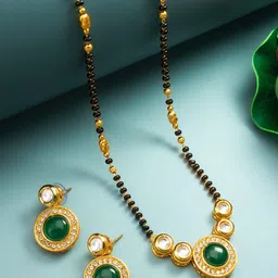 aadita Gold-Plated Kundan Stone Studded and Beaded Mangalsutra-20