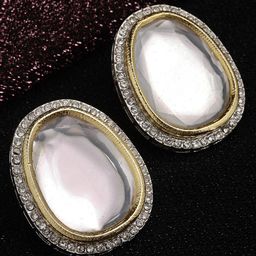 PANASH Silver-Plated Oval Studs Earrings-19