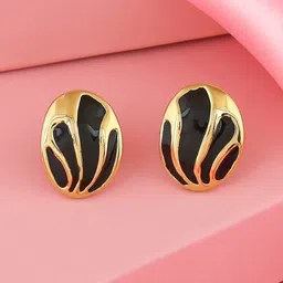 Estele Gold-Plated Oval Studs Earrings-86