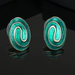 Estele Gold-Plated Oval Studs Earrings-42