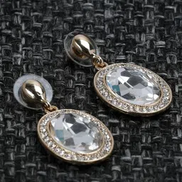 Crunchy Fashion Gold-Plated Oval Drop Earrings-image-87