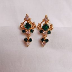 kurdekars divuu Gold-Plated Artificial Stones Studded Contemporary Shaped Drop Earrings-39