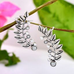 Voylla Silver-Plated Beaded Oxidised Ear Cuffs-image-62