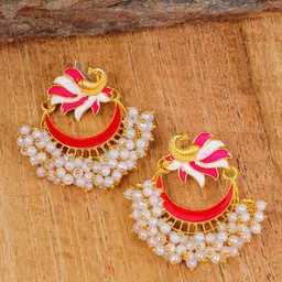 Crunchy Fashion Gold-Plated Peacock Shaped Chandbalis-53