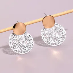 SOHI Gold-Plated Circular Drop Earrings-6