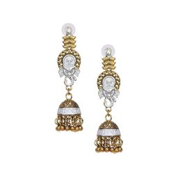 DIVASTRI Lord Ganesh Brass-Plated Dome Shaped Jhumkas Earrings-27