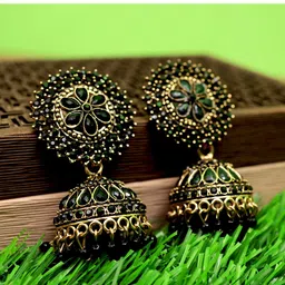 Fashion Frill Black Contemporary Jhumkas Earrings-image-69