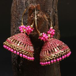 ANIKAS CREATION Gold-Plated Contemporary Jhumkas Earrings-21