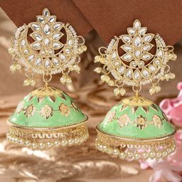KARATCART Kundan Gold Plated Jhumkas-24