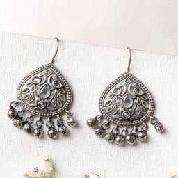 TEEJH Silver-Plated Contemporary Jhumkas Earrings-7