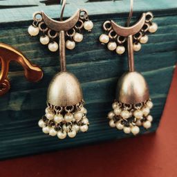 Binnis Wardrobe Silver-Toned Contemporary Jhumkas Earrings-36