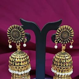Efulgenz Gold-Plated Beaded Antique Jhumkas-51