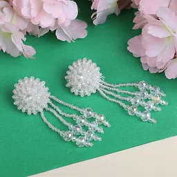 Bhana Fashion White Contemporary Jhumkas Earrings-38