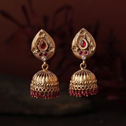 justpeachy Artificial Stones Gold Plated Jhumkas-image-92
