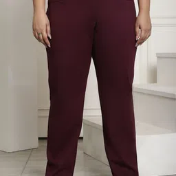 theRebelinme Women Plus Size Relaxed Straight Fit High-Rise Easy Wash Formal Trousers-picture-37