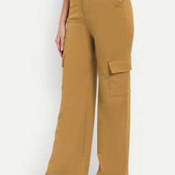 BROADSTAR Women Smart Straight Fit High-Rise Easy Wash Cargo Trousers-picture-31