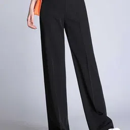 Next One Women Relaxed Straight Leg Loose Fit High-Rise Easy Wash Formal Trousers-image-27