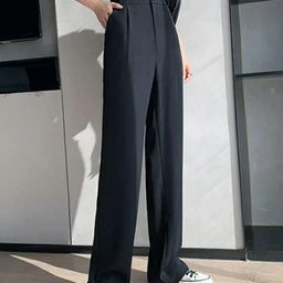 Next One Women Relaxed Straight Leg Loose Fit High-Rise Easy Wash Formal Trousers-picture-14