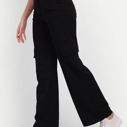 Next One Women Smart Straight Fit High-Rise Easy Wash Cargos Trousers-picture-37