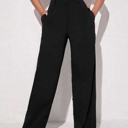 Next One Women Black Relaxed Straight Leg Loose Fit High-Rise Easy Wash Parallel Trousers-picture-1
