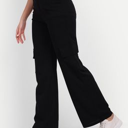 Next One Women Relaxed Straight Leg Loose Fit High-Rise Easy Wash Cargo Trousers-picture-10