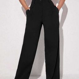 Next One Women Relaxed Straight Leg Loose Fit Easy Wash Pleated Parallel Trousers-picture-38