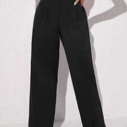 Next One Women Relaxed Straight Leg Loose Fit Easy Wash Pleated Parallel Trousers-picture-32