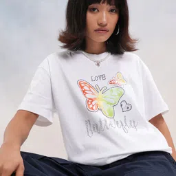 Tokyo Talkies Women Graphic Printed Drop-Shoulder Sleeves Cotton Relaxed Fit T-shirt-picture-10
