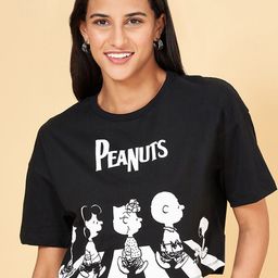 Honey by Pantaloons Graphic Printed Drop-Shoulder Sleeves Cotton Crop T-shirt-picture-2