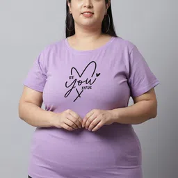 UnaOne Plus Size Typography Printed Regular Fit Cotton T-shirt-image-75