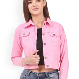 KASHIAN Spread Collar Lightweight Crop Denim Jacket-32