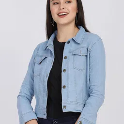 BUY NEW TREND Women Washed Lightweight Crop Denim Jacket with Embroidered-picture-19