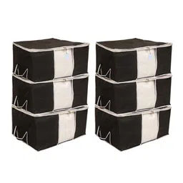 Kuber Industries Black 6 Pieces Foldable Non-Woven Multi-Utility Organisers-11