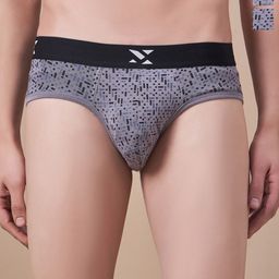 Masch Sports Pack Of 2 Abstract Printed Anti-Microbial Basic Briefs BRF-2-PRT-EI-GRY-GRY-45