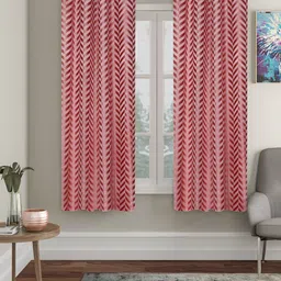 SOKNACK Pink & Peach 2 Pieces Geometric Printed Black Out  Window Curtains-image-65