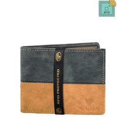 Walrus Men Grey & Peach Ecofriendly Vegan Leather Wallet With RFID Protection-image-68