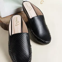 EVERLY Textured Wedge Mules-12
