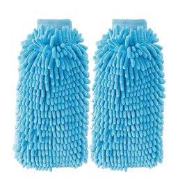 Kuber Industries Blue 2 Pieces Microfiber Double Sided Kitchen Cleaning Gloves-63