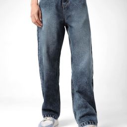 Urbano Fashion Men Loose Relaxed Fit Clean Look Crinkle Heavy Fade Pure Cotton Jeans-image-75