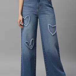 TARAMA Women Wide Leg High-Rise Clean Look Heavy Fade Cotton Jeans-53